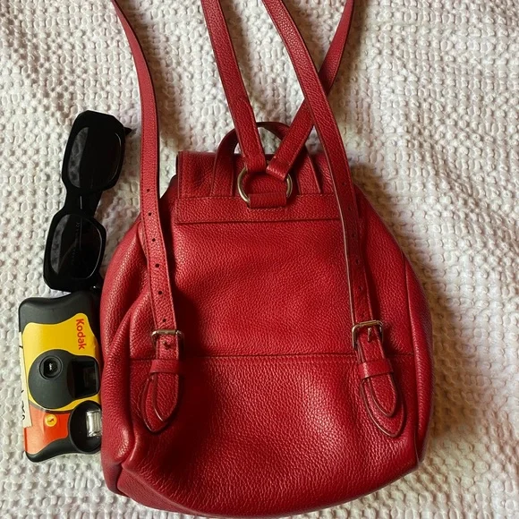 COACH Red Leather Mini Turnlock Rucksack Backpack #37581 - Picture 3 of 7